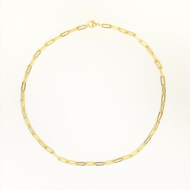 Thin Paperclip Necklace in Vermeil