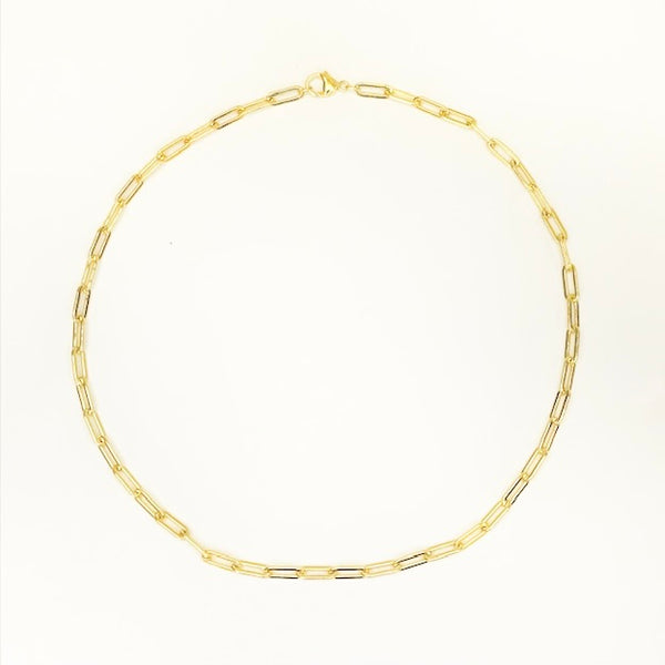 Thin Paperclip Necklace in Vermeil