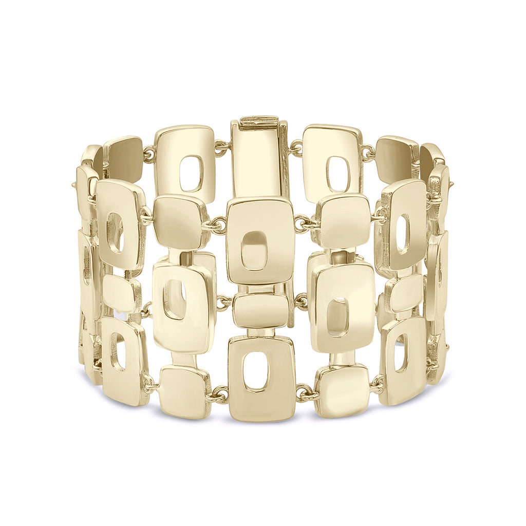 Wide Triple Link PS Bracelet in Vermeil