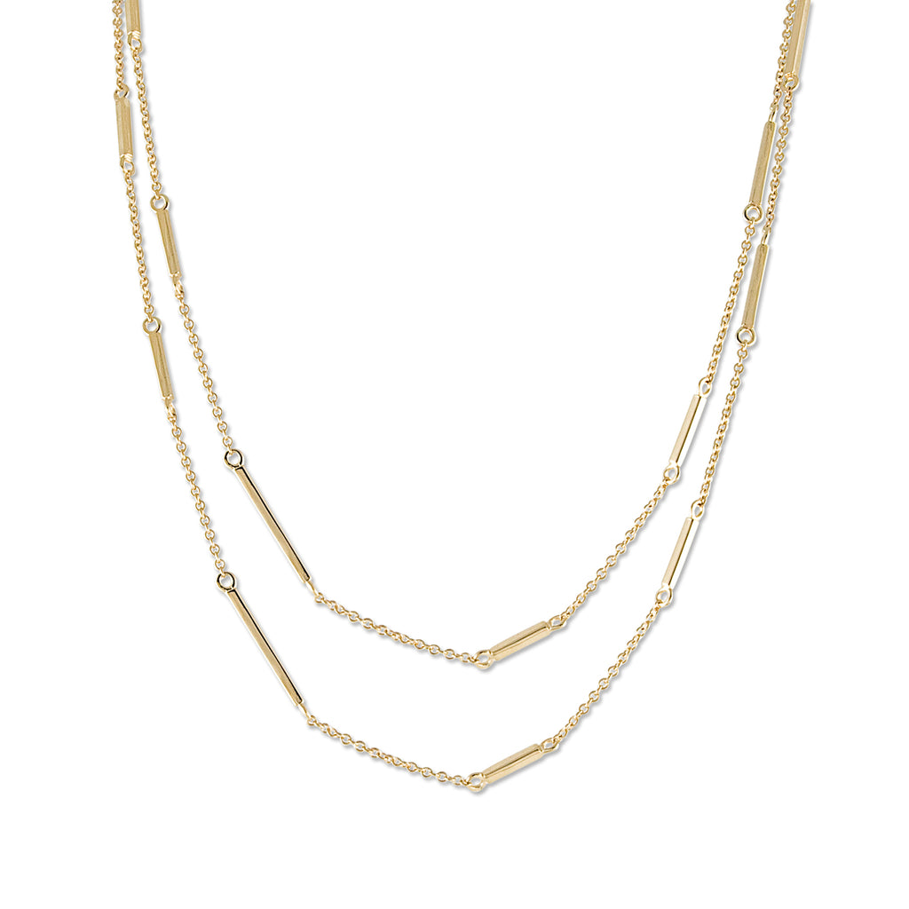 Matchstick/Chain Necklace in 14K Gold