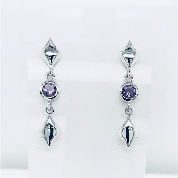 Two Teardrop Earrings with Gemstone