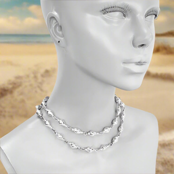 Small Wrapped Baroque Pearl Link Necklace