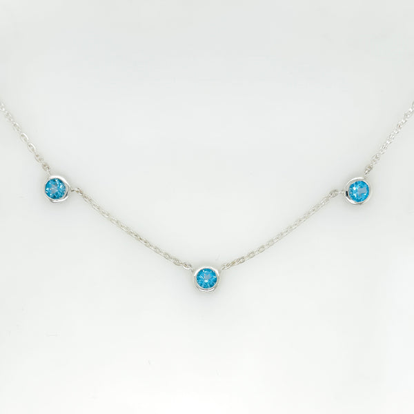 Three Gemstone Necklace with Chain