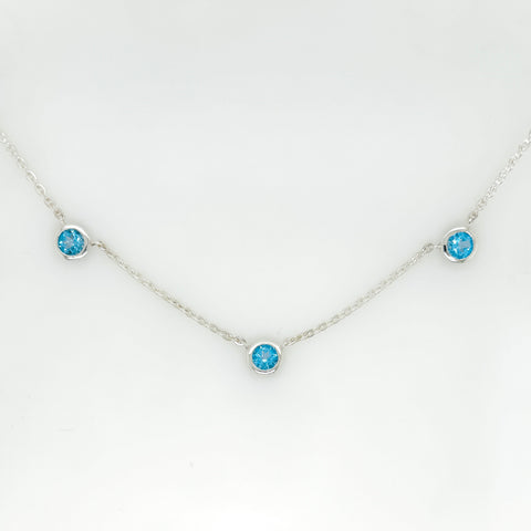 Three Gemstone Necklace with Chain