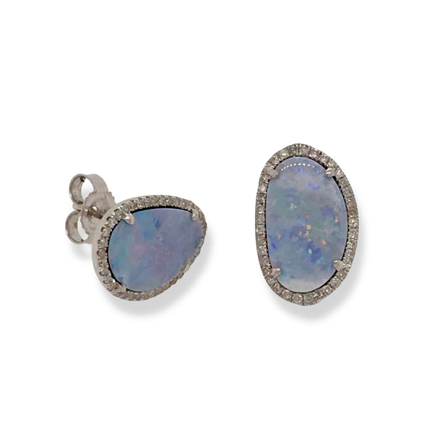 Opal and Diamond Gold Earrings