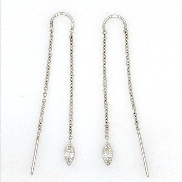 Gold and Marquise Diamond Threader Earrings