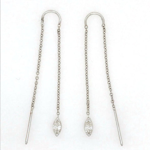 Gold and Marquise Diamond Threader Earrings