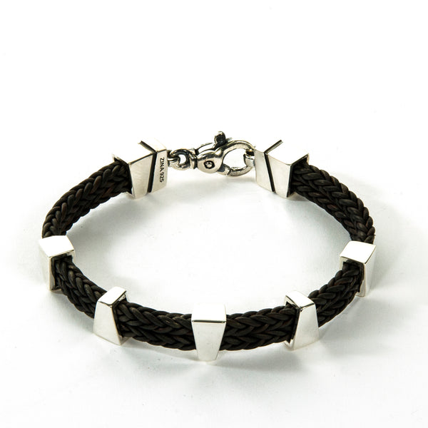 Trapezoids Bracelet with Leather