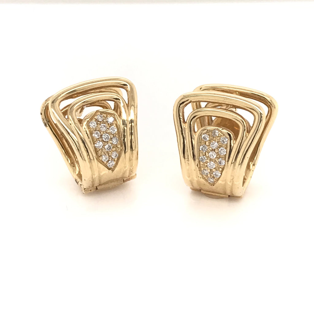 Fanwire Pave Diamond Earrings