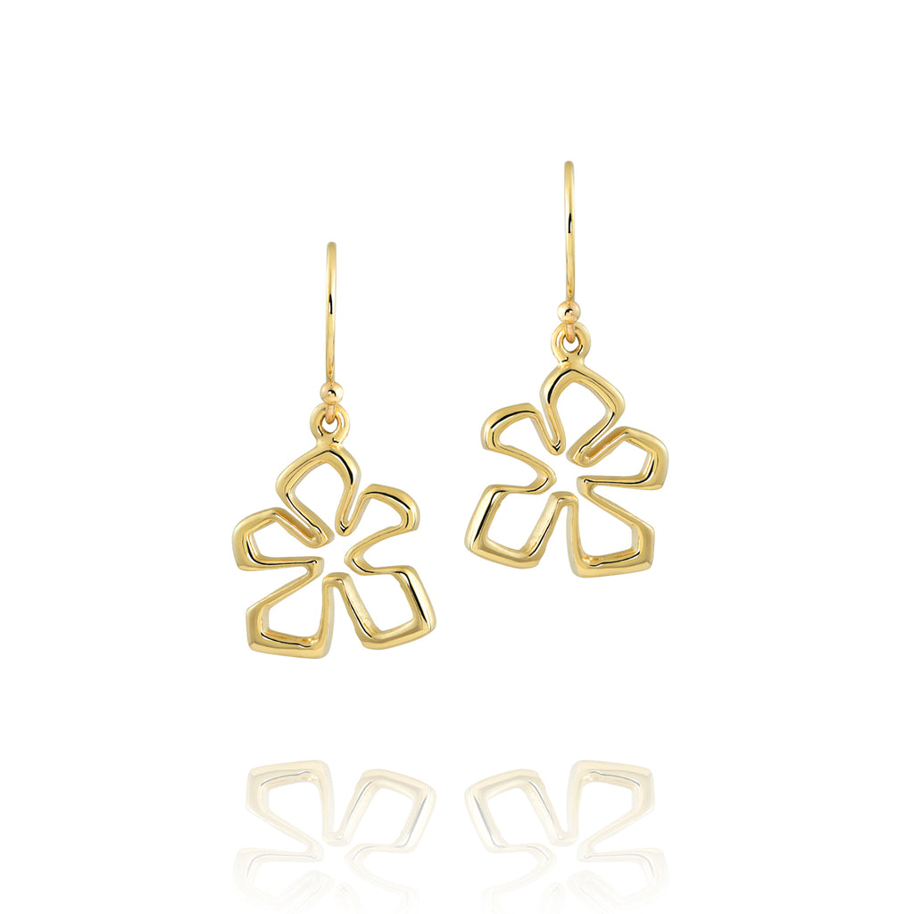 14k Gold Small Tiki Flower Earrings