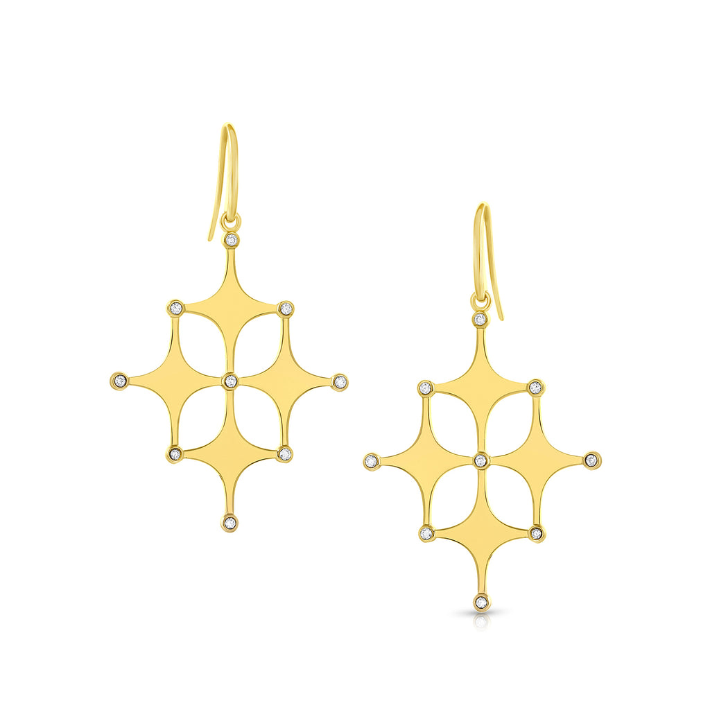 Satellite Drop Earring with Diamonds in 14K Gold