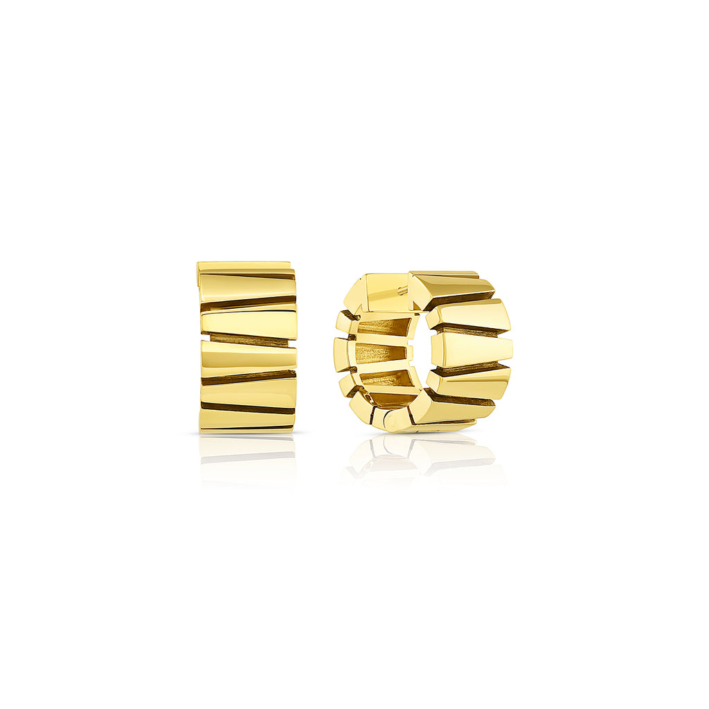 Trapezoid Snap Hoops in 14K Gold